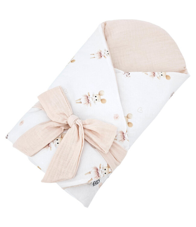 Bedrukt wikkeldoek van katoen en mousseline met kokos ballerina-muis