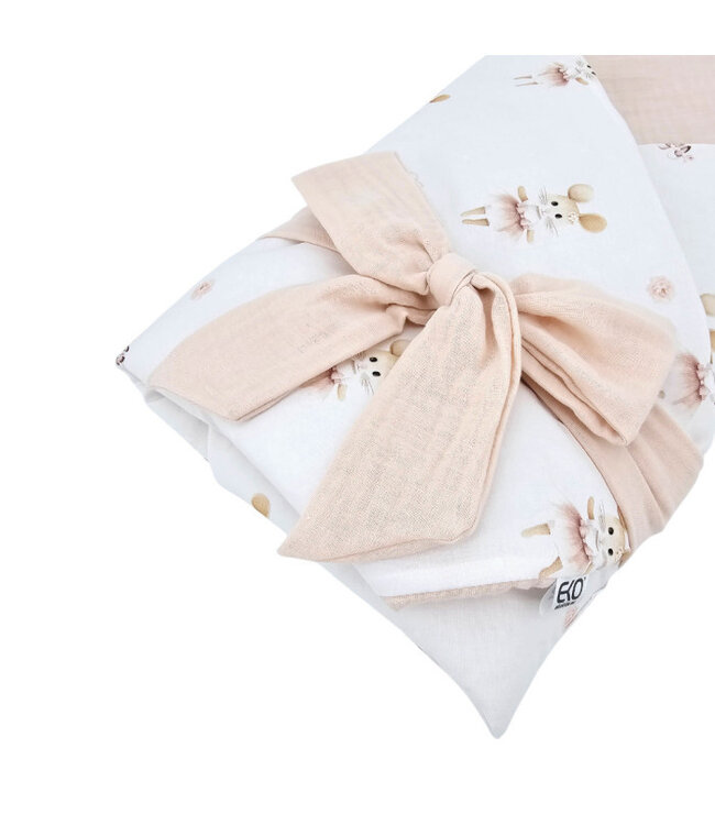 Bedrukt wikkeldoek van katoen en mousseline met kokos ballerina-muis