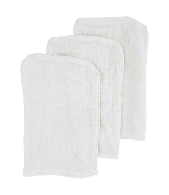 Mousseline washandjes mix 3 stuks beige