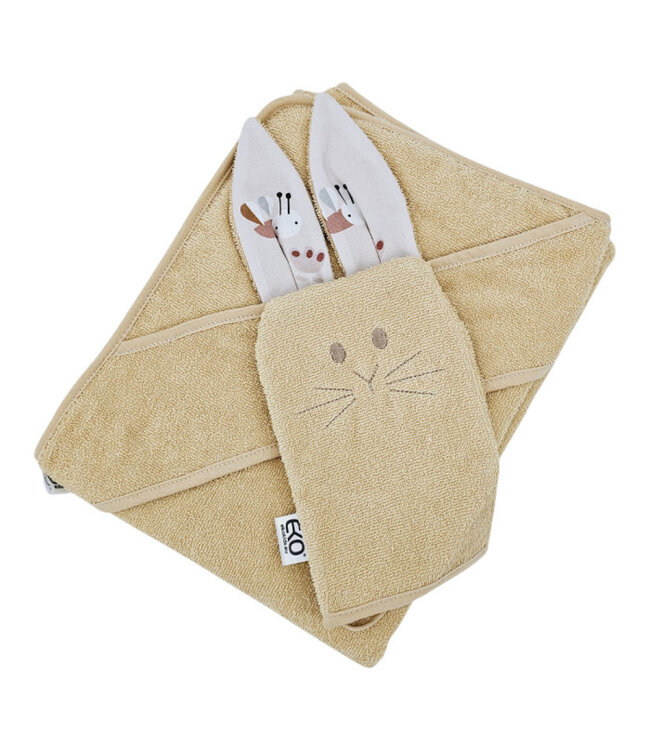 Katoenen badcape en EKO-flanel Bijen