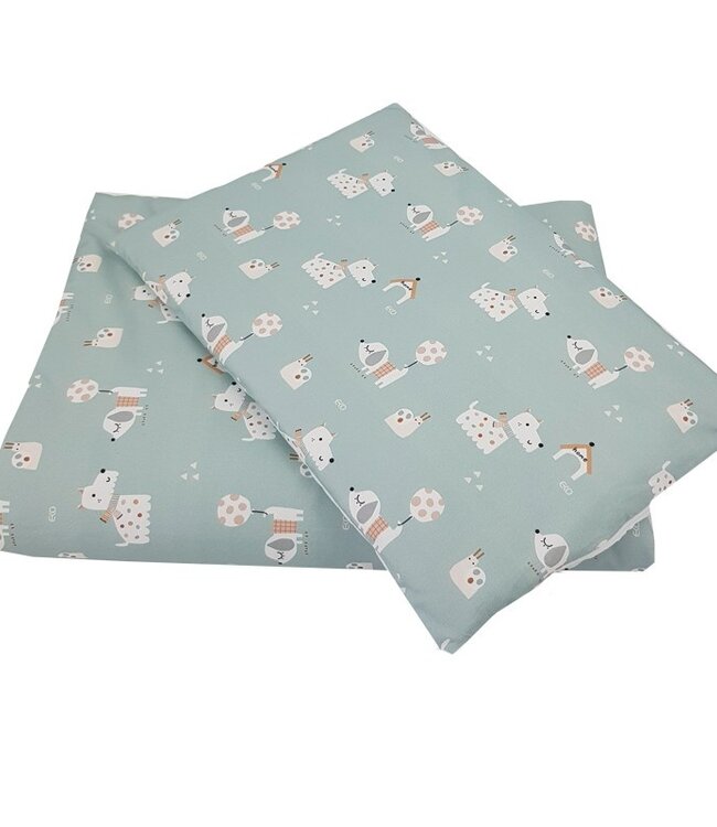 Katoenen beddengoedset met hondenprint 120x90 cm