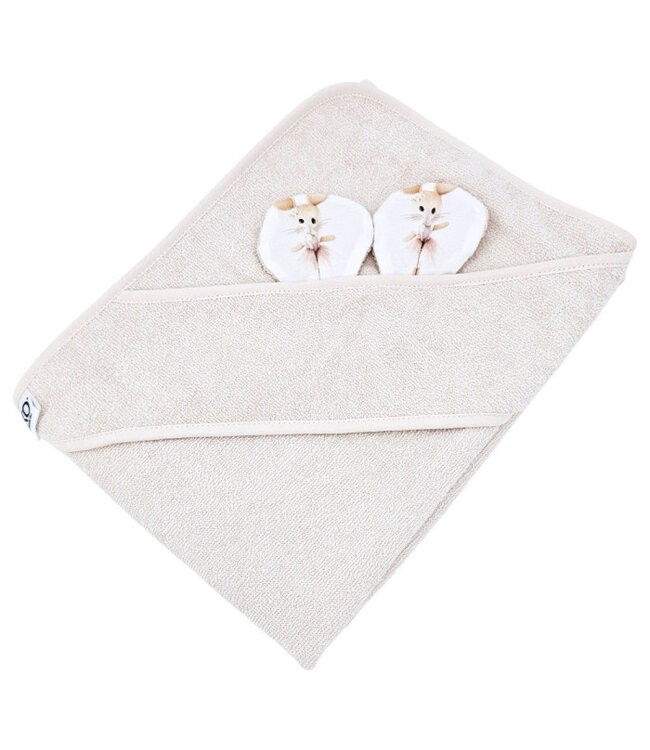 Bamboe badcape Ballerina-muis/lichtbeige