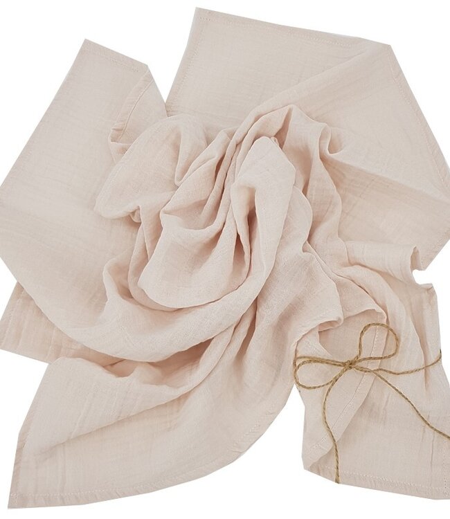 Mousseline wikkeldoek en luierdoek 80 x 80 cm, 2 stuks, beige