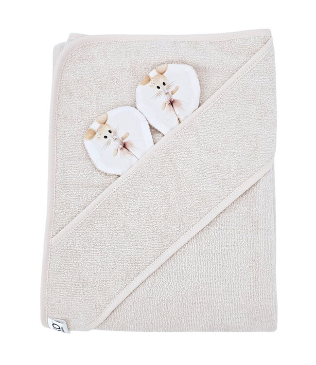 Bamboe badcape Ballerina-muis/lichtbeige
