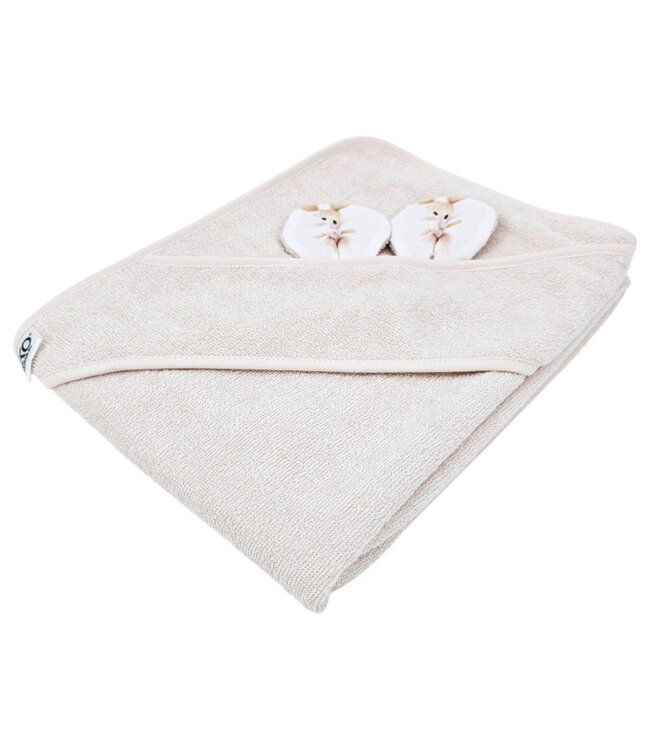 Bamboe badcape Ballerina-muis/lichtbeige