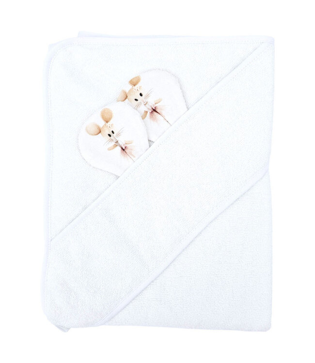 Bamboe badcape ballerina-muis/wit