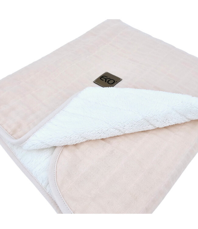 Bont gewatteerde mousseline deken roze
