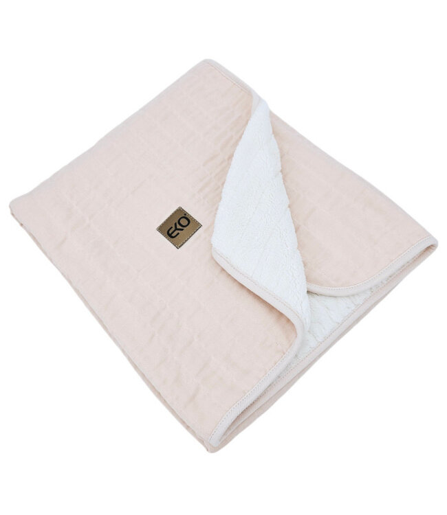 Bont gewatteerde mousseline deken roze