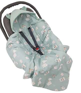 EkoKids Slaapzak voor baby-autostoel, fluweel, voor 3- en 5-puntsgordels, honden