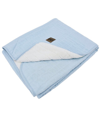 EkoKids Bont doorgestikte mousseline deken BLAUW