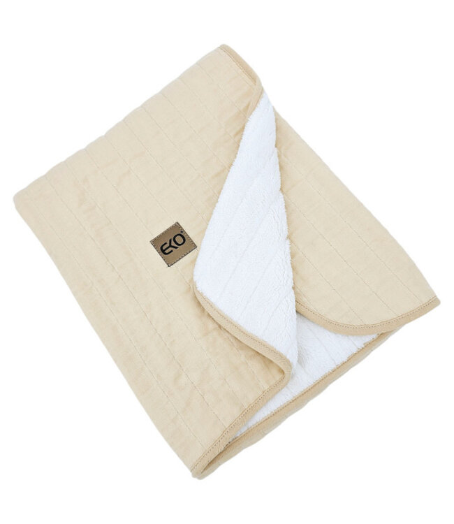 Bont doorgestikte mousseline deken LATTE