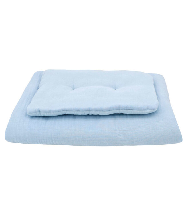 Mousseline wiegbeddengoedset blauw