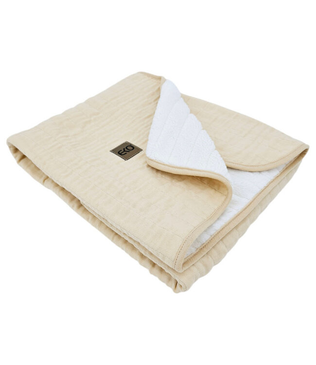 Bont doorgestikte mousseline deken LATTE