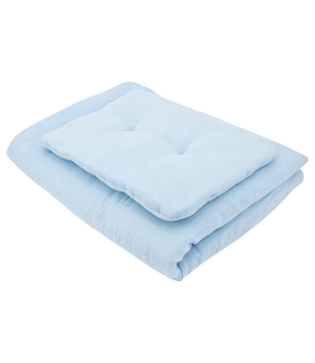 Mousseline wiegbeddengoedset blauw
