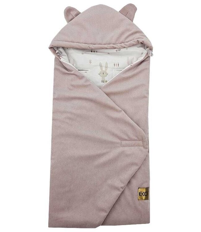 Slaapzak voor autostoel VELVET 3- en 5-puntsgordels BUNNY/ROZE