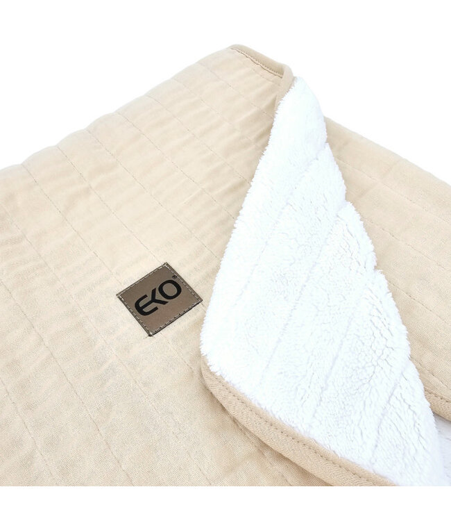 Bont doorgestikte mousseline deken LATTE