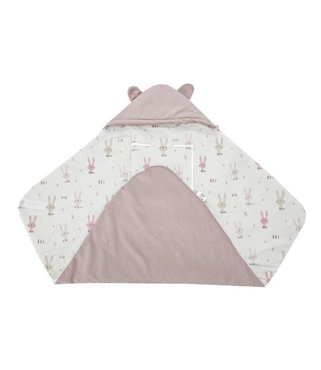 Slaapzak voor autostoel VELVET 3- en 5-puntsgordels BUNNY/ROZE