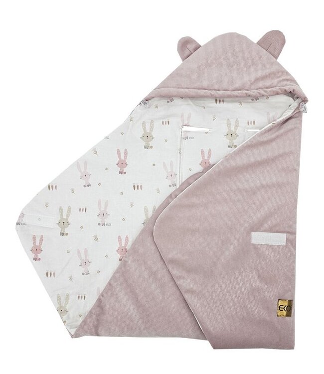 Slaapzak voor autostoel VELVET 3- en 5-puntsgordels BUNNY/ROZE