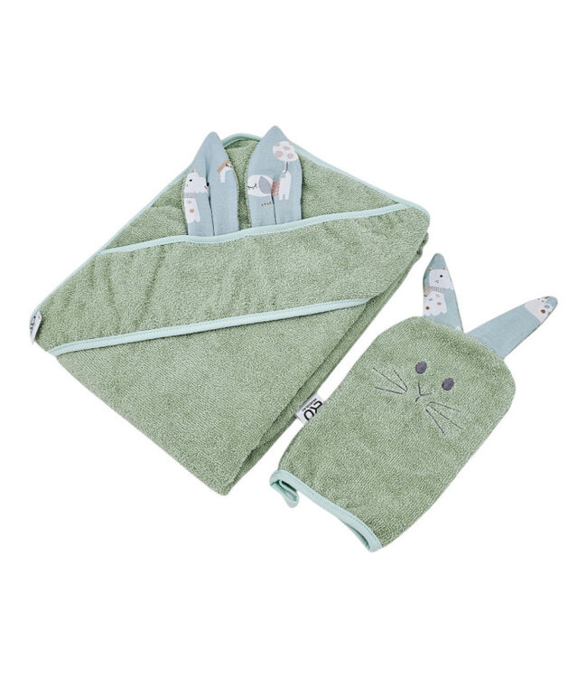 Katoenen badcape en EKO-flanel met hondenprint