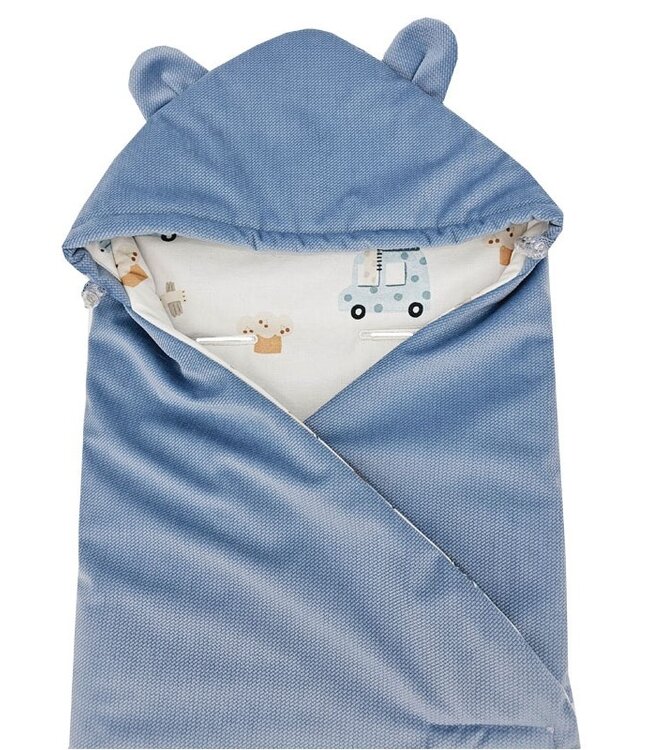 Slaapzak voor autostoel velours 3- en 5-puntsgordels giraffe/blauw