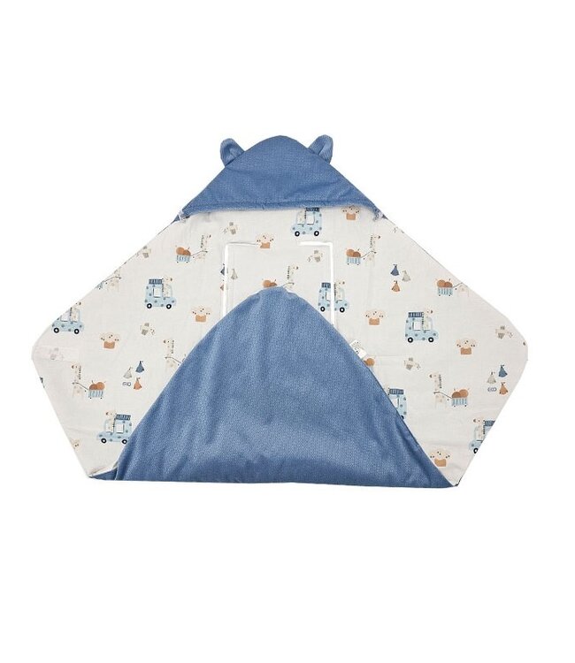 Slaapzak voor autostoel velours 3- en 5-puntsgordels giraffe/blauw