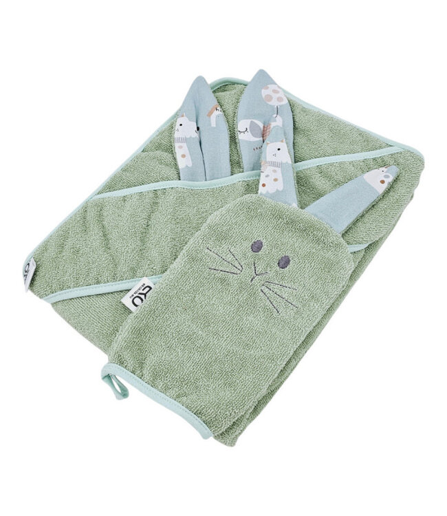 Katoenen badcape en EKO-flanel met hondenprint