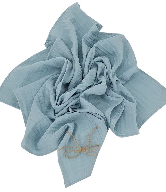 Mousseline wikkeldoek en luier 80 x 80 cm 1 st. Blauw
