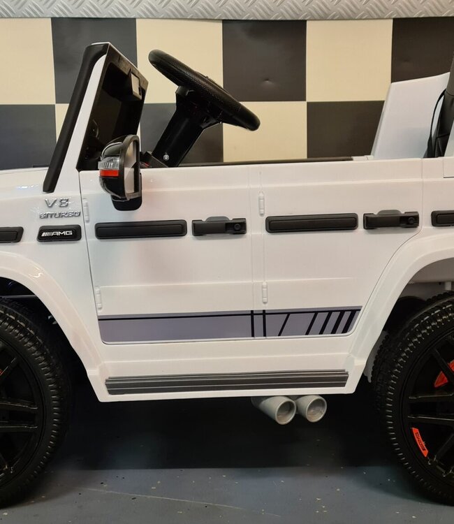 Mercedes G63 kinderauto 12V wit met zachte start voor 1 persoon