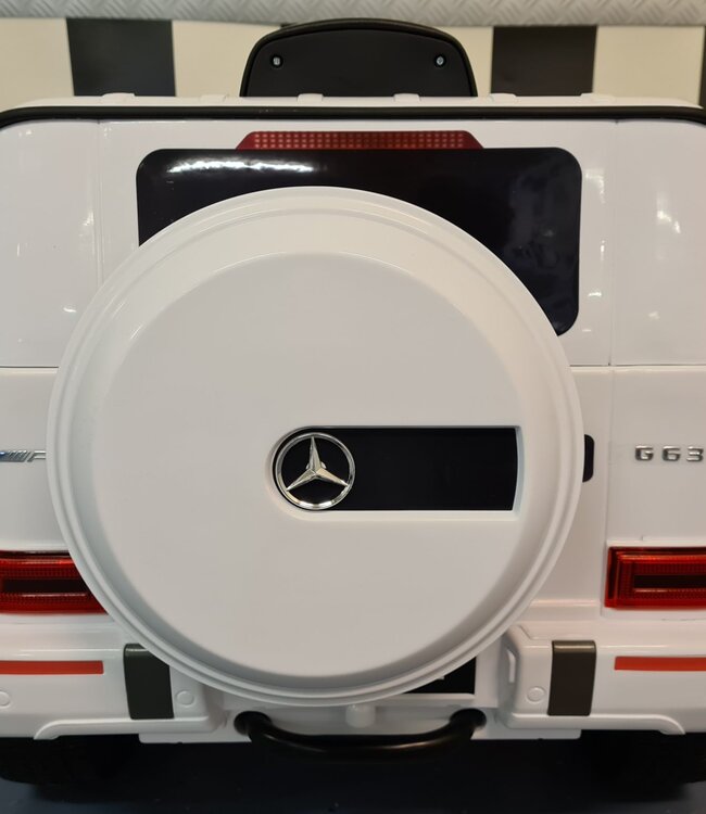 Mercedes G63 kinderauto 12V wit met zachte start voor 1 persoon