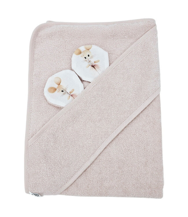 Bamboe badcape BALLERINA-MUIS/ROZE