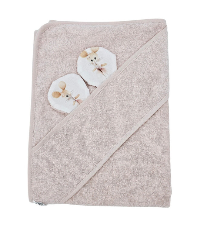 Bamboe badcape BALLERINA-MUIS/ROZE