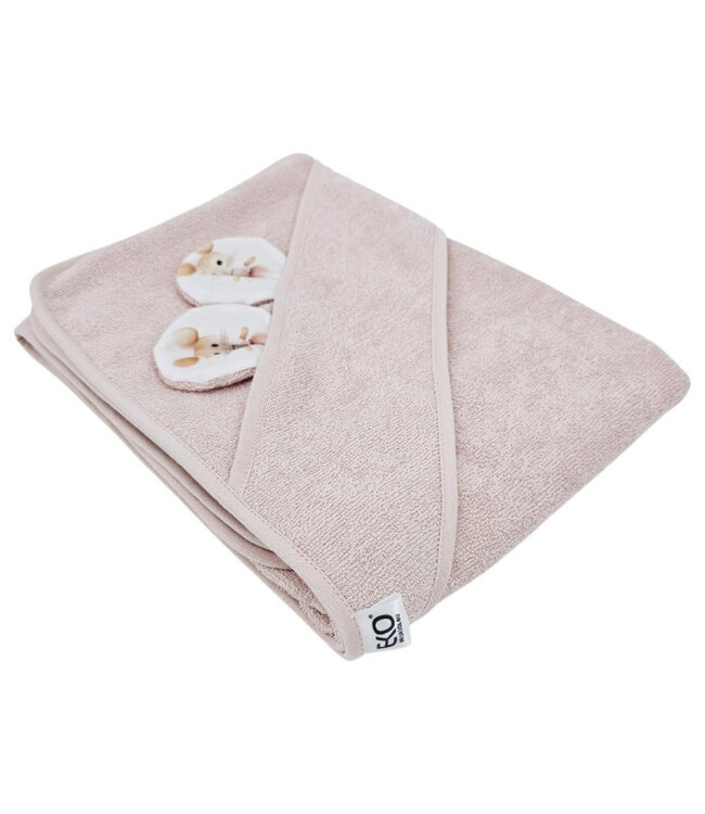 Bamboe badcape BALLERINA-MUIS/ROZE