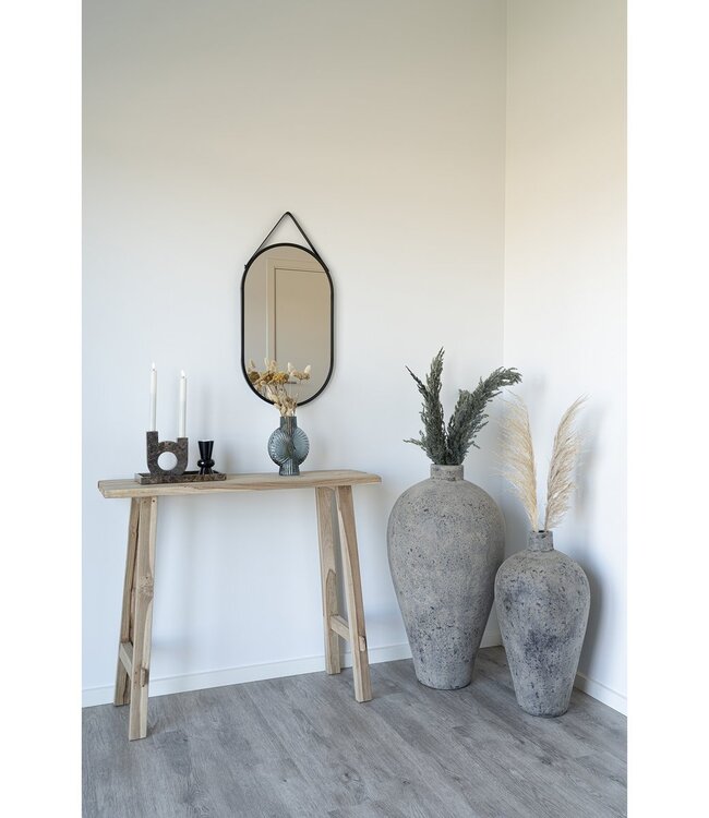 Trapani Spiegel - Zwart, Staal/kunstleer, 35x60 cm