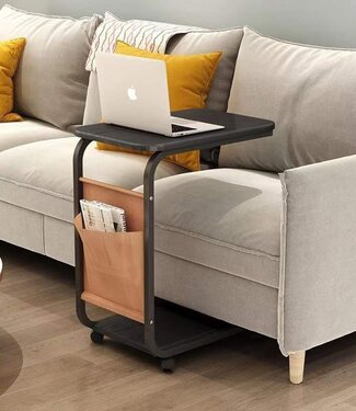 Bijzettafel - Verrijdbaar - Banktafel - Zwart - 43x28x63 cm