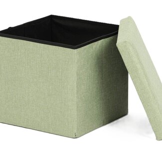 Ceruzo Poef - Groen - 38x38x38 cm - Opvouwbaar - Hocker met Opbergruimte