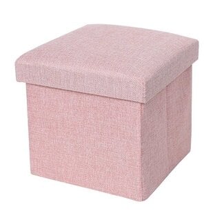 Ceruzo Pouf - Pink - 38x38x38 cm - Foldable - Footstool with Storage Space