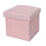 Ceruzo Pouf - Pink - 38x38x38 cm - Foldable - Footstool with Storage Space