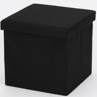 Ceruzo Poef - Zwart - 38x38x38 cm - Opvouwbaar - Hocker met Opbergruimte