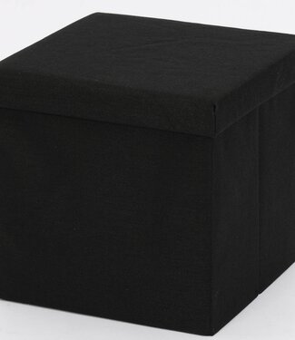 Ceruzo Poef - Zwart - 38x38x38 cm - Opvouwbaar - Hocker met Opbergruimte