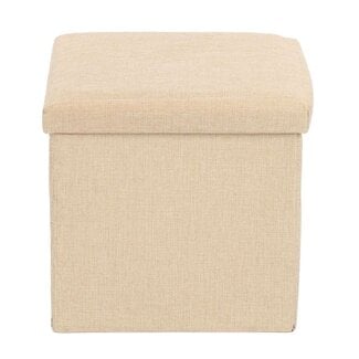 Ceruzo Pouf - Beige - 38x38x38 cm - Foldable - Footstool with Storage Space