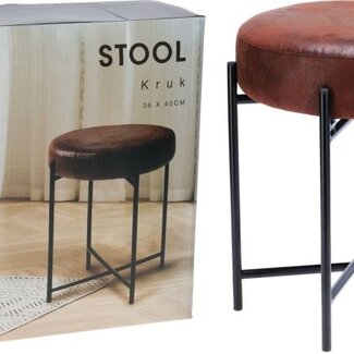 Trends4You Bijzet Kruk - Rond - metalen onderstel