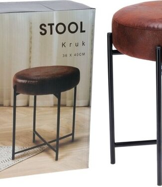 Trends4You Bijzet Kruk - Rond - metalen onderstel
