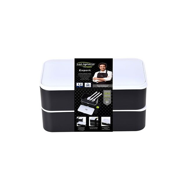 Lunchbox - 2 laags - met bestek - kunststof