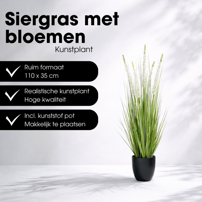 Kunstplant Siergras Wit