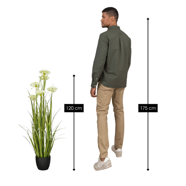 Mica Decorations Künstliches Ziergras - Weiß - H120 cm