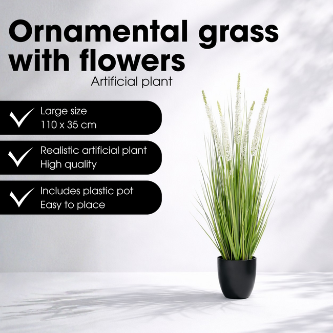 Kunstplant Siergras Wit