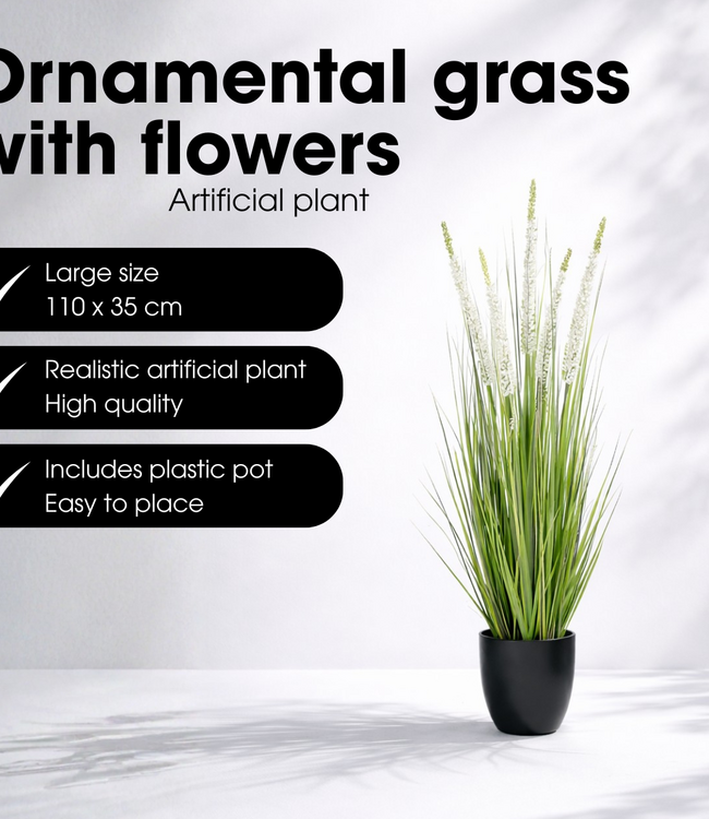 Kunstplant Siergras Wit