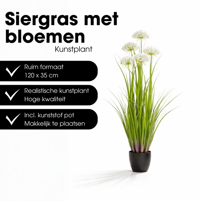 Mica Decorations Artificial Ornamental Grass - White - H120 cm