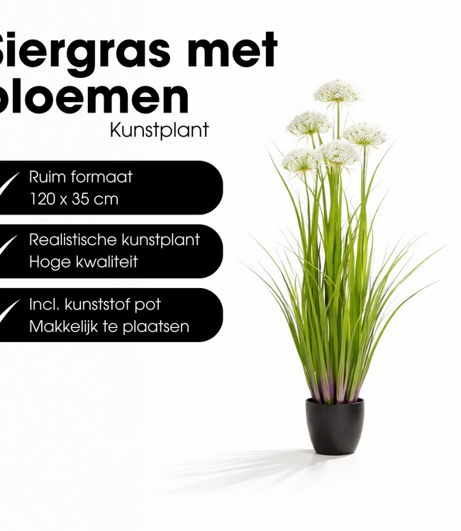 Kunstplant Siergras Wit