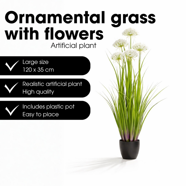 Kunstplant Siergras Wit